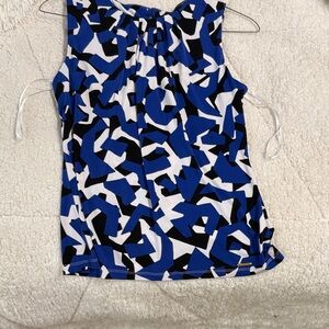 Calvin Klein Blue and Black Abstract Blouse